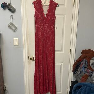 Xscape Red Lace Prom Dress